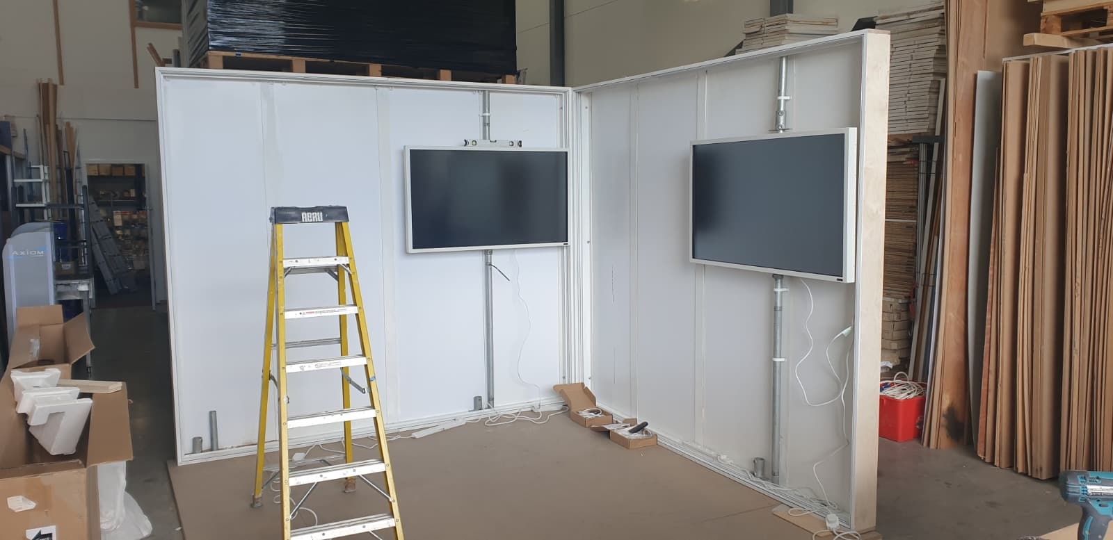 Exhibition stand pre-build at workshop